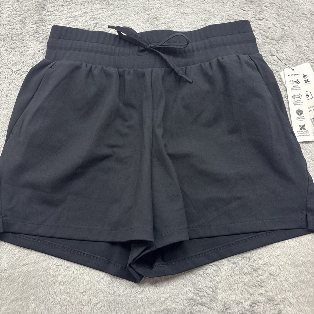 RBX Weekend Walking Short Black Women's Size S Peach Skin Soft Stretch Wicking